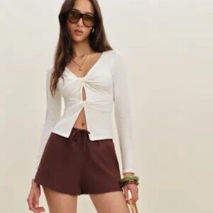 Reformation Silas Knit Top Ivory - Size M